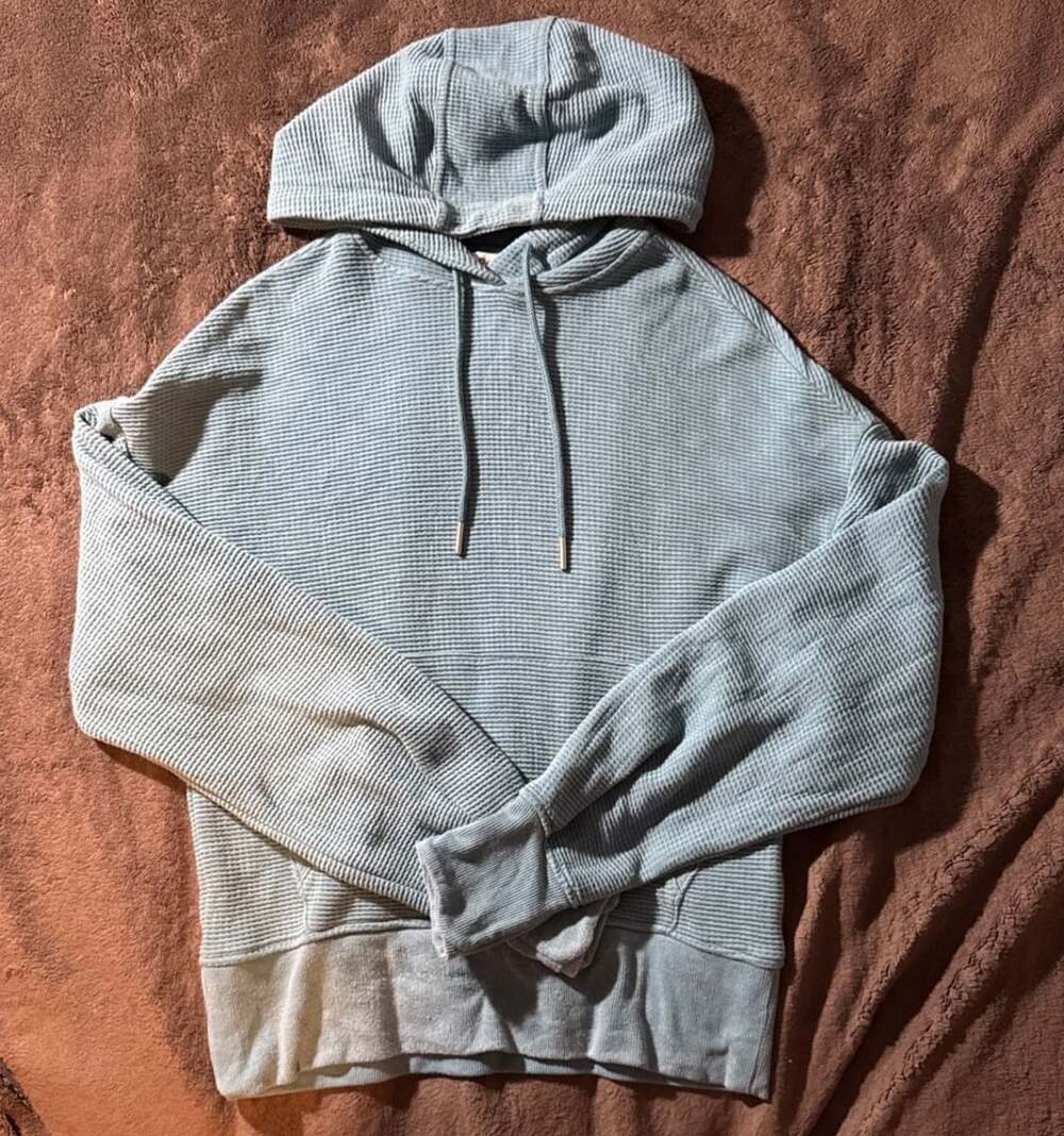 Athleta Balance Waffle Hoodie Size XXS Blue Lyocell Cotton Pullover